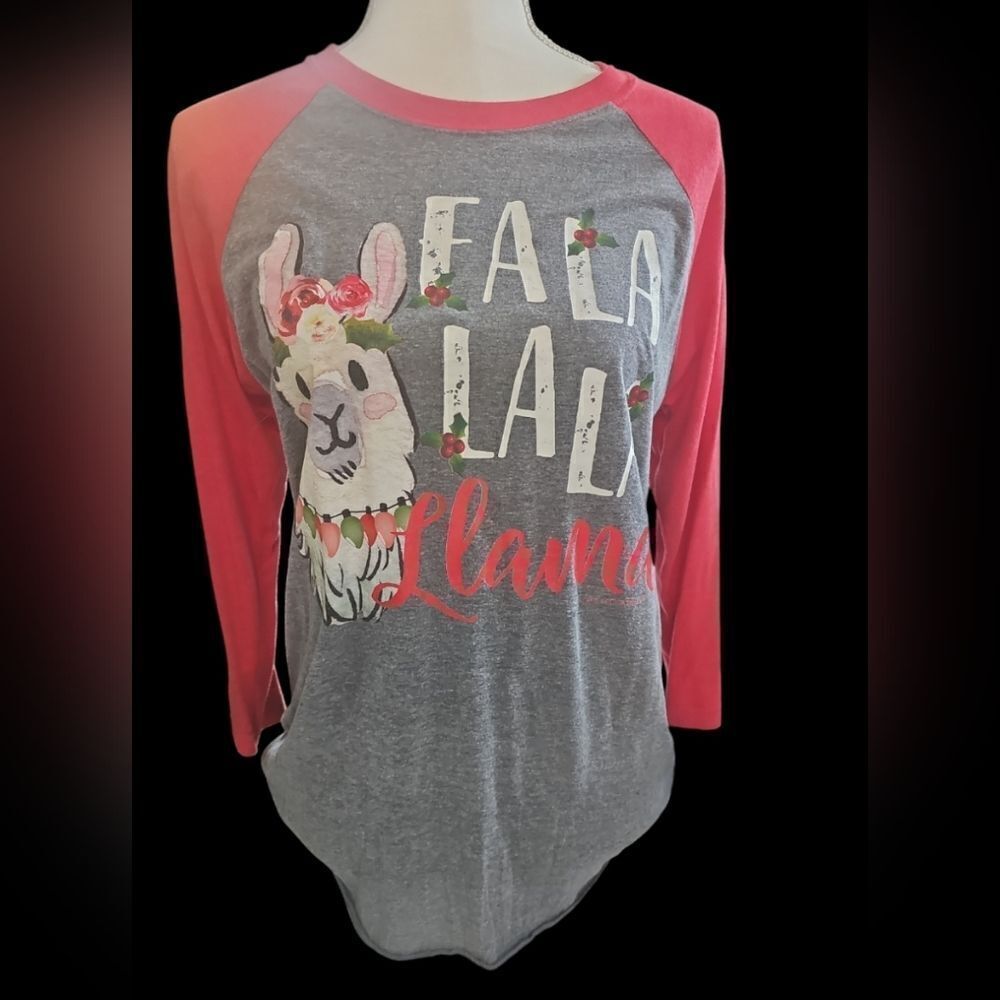 ×3 shirts Fa La La Llama Graphic Raglan Tee, GameDay tee, & fall plaid basic tee